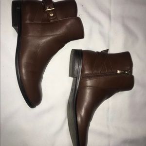 Brown leather booties